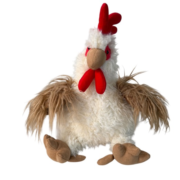 Mary Meyer 12-16" Stuffed Fabfuzz Rooster Plush Toy White Brown Red Farm Animal - Picture 5 of 11